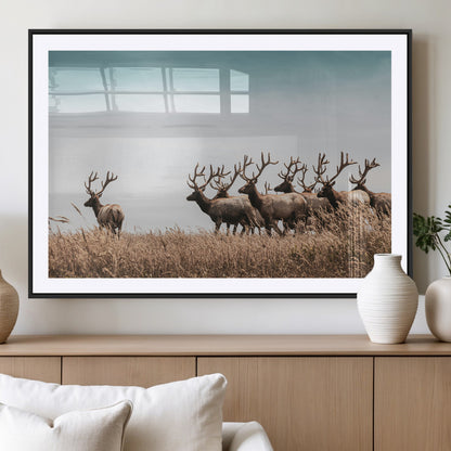 81594705-MGC-FP-36x24_Black-Elk Herd Wall Art Canvas Print, Framed Wildlife Photography Art Picture Print, Rustic Nature Print Perfect Rustic Wildlife Decor