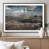 44565953-MGV-CV-36X24-Mountain Landscape Wall Art Canvas Print, Framed Snowy Peaks Art Picture Print, Rugged Highlands Perfect Rustic Adventure Decor