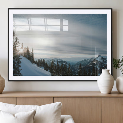 55564749-MGC-FP-36x24_Black-Snowy Mountains Wall Art Canvas Print, Framed Alpine Landscape Art Picture Print, Frosty Peaks Perfect Nordic Minimalist Decor