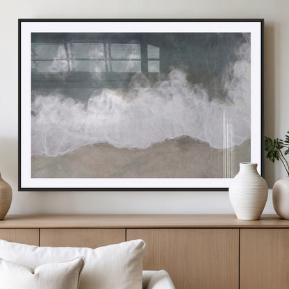 10072982-MGC-FP-36x24_Black-Abstract Ocean Wave Wall Art – Coastal Beach Canvas Print, Minimalist Seascape Painting, Modern Ocean Inspired Artwork for Living