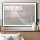 28414510-MGV-CV-36X24-Ocean Shoreline Wall Art – Minimal Coastal Beach Canvas Print, Soft Sea Foam and Sand Photography Artwork, Relaxing Nautical Decor