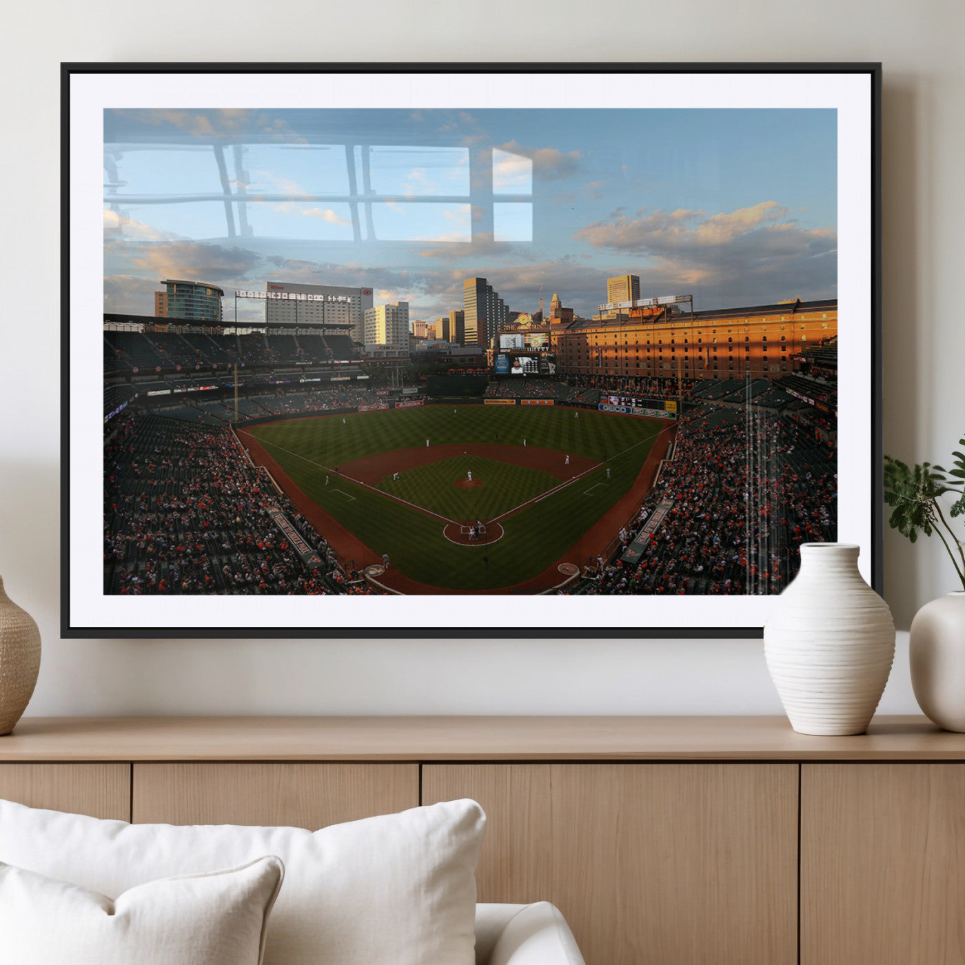 22285236-MGV-CV-36X24-Baseball Stadium Sunset – Panoramic Ballpark Canvas Wall Art, Sports Decor for Office, Man Cave, Game Room, Sports Bar, Baseball