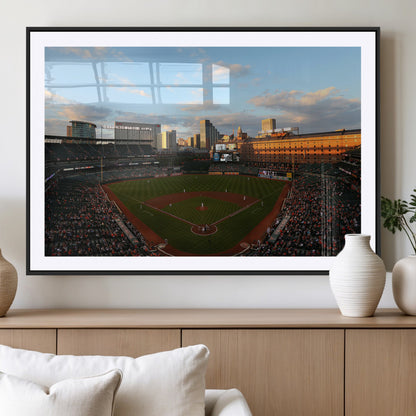 22285236-MGV-CV-36X24-Baseball Stadium Sunset – Panoramic Ballpark Canvas Wall Art, Sports Decor for Office, Man Cave, Game Room, Sports Bar, Baseball