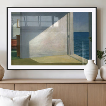 34188481-MGC-FP-36x24_Black-Coastal Sunlight Wall Art – Minimalist Ocean View Canvas Print, Serene Beach House Inspired Decor for Bedroom, Living Room,