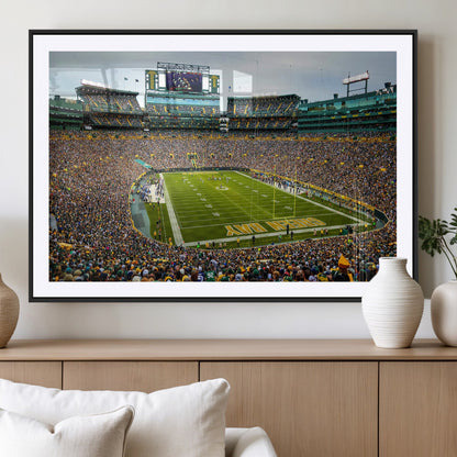 96617112-MGV-CV-36X24-Lambeau Field Wall Art – Green Bay Packers NFL Football Stadium Canvas Print – Game Day Crowd Sports Decor for Man Cave, Bar, or