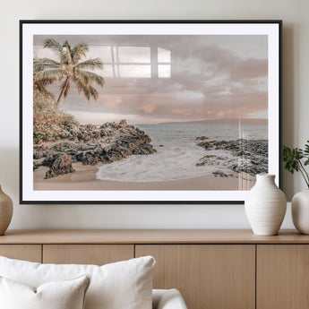 14214613-MGV-CV-36X24-Tropical Beach Wall Art – Palm Tree and Ocean Sunset Canvas Print, Relaxing Coastal Landscape Decor for Living Room, Bedroom, or