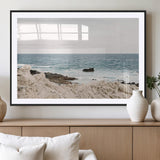 25481980-MGC-FP-36x24_Black-Ocean Coastal Wall Art – Rocky Shoreline and Waves Canvas Print, Serene Beach Landscape Decor for Living Room, Bedroom, or Office