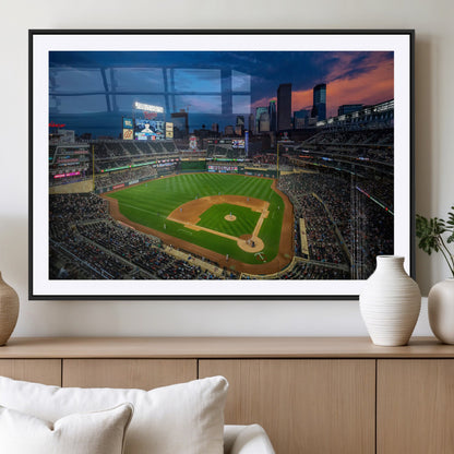 68222753-MGV-CV-36X24-Baseball Stadium Wall Art – Panoramic Night Game Canvas Print, Sports Decor for Man Cave, Office, Bar, or Living Room