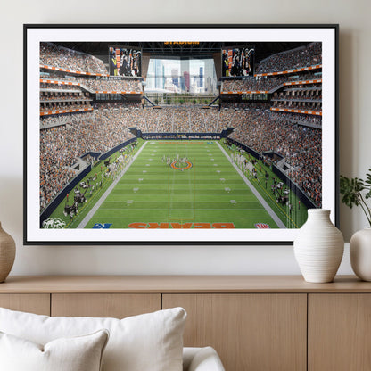 76935553-MGC-FP-36x24_Black-Football Stadium Wall Art – Panoramic Game Day Canvas Print, Sports Decor for Man Cave, Office, Bar, or Living Room