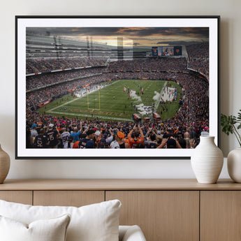 87578930-MGC-FP-36x24_Black-Soldier Field Wall Art – Chicago Bears Football Stadium Sunset Canvas Print, Game Day Sports Decor for Man Cave, Bar, Office, or