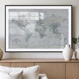 94249974-MGV-CV-36X24-Ours Explore World Map Wall Art – Modern Travel Canvas Print, Neutral Adventure Decor for Living Room, Office, Study, Bedroom,
