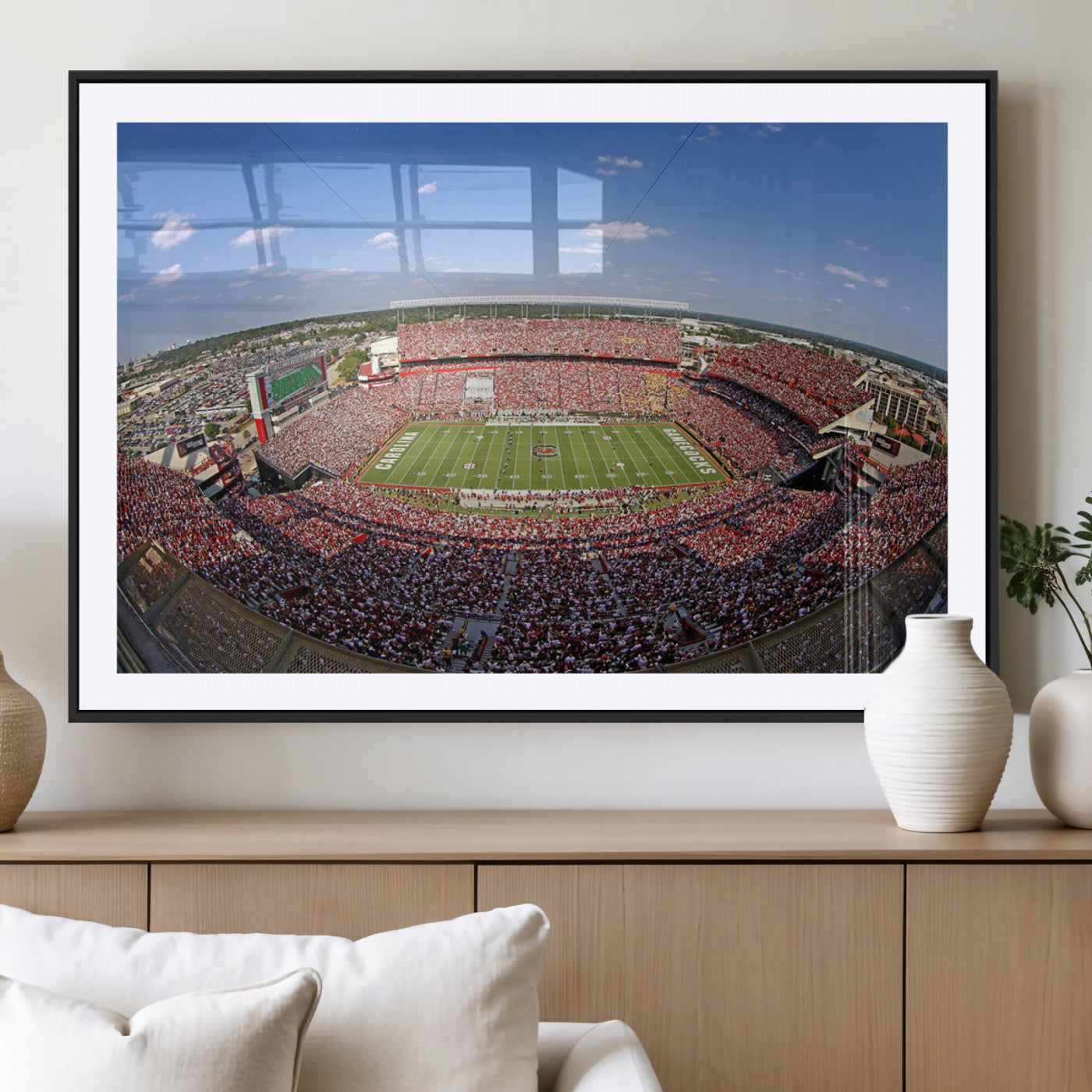 29492070-MGC-FP-36x24_Black-Stadium Wall Art – Panoramic College Football Canvas Print, Game Day Crowd and Field Scene, Sports Photography Decor for Office,