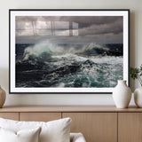 38622353-MGV-CV-36X24-Ocean Wave Wall Art – Dramatic Seascape Canvas Print with Stormy Sky and Crashing Sea, Bold Coastal Photography for Living Room,