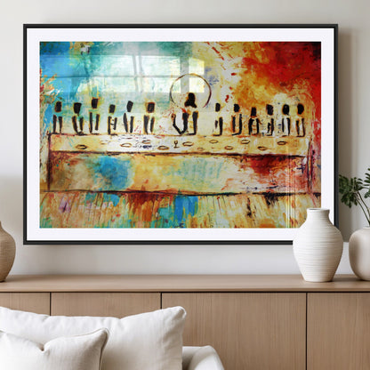 YKE34632598CR-MGC-FP-36x24_Black-Abstract Last Supper with Apostles Wall Art Canvas Print