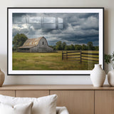 39409517-MGC-FP-36x24_Black-Rustic Barn Wall Art – Weathered Farmhouse and Storm Clouds Canvas Print, Country Landscape Photography Decor for Bedroom, Living