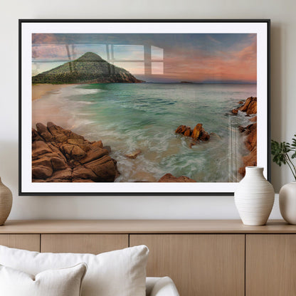 53831025-MGV-CV-36X24-Coastal Landscape Wall Art – Tropical Beach Ocean Canvas Print, Sunset Mountain View Photography Decor for Living Room, Bedroom,
