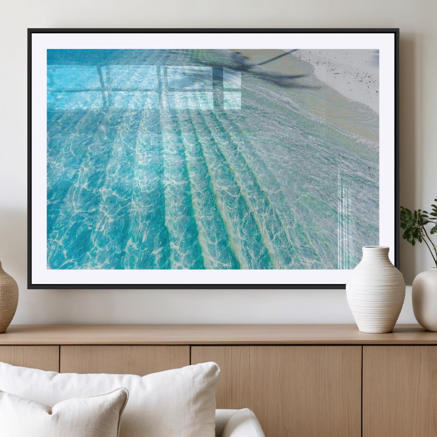 17528159-MGV-CV-36X24-Tropical Ocean Wall Art – Turquoise Water Canvas Print, Crystal Clear Beach Waves Photography Coastal Decor for Living Room,