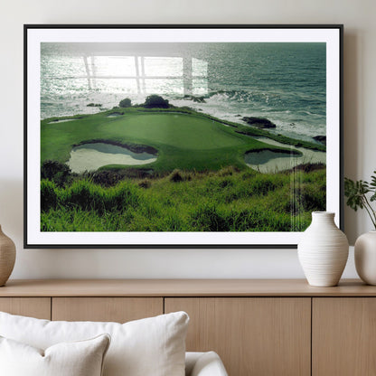 48473947-MGV-CV-36X24-Ocean Golf Course Wall Art – Panoramic Green Fairway Canvas Print, Coastal Golf Landscape Photography Sports Decor for Office, Man
