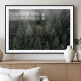 84059409-MGV-CV-36X24-Forest Wall Art – Misty Evergreen Trees Canvas Print, Tranquil Nature Photography Decor for Bedroom, Living Room, Office, Cabin or