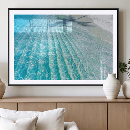 46233906-MGC-FP-36x24_Black-Coastal Wall Art – Turquoise Ocean Waves and White Sand Canvas Print, Tropical Beach Photography Decor for Bedroom, Living Room,