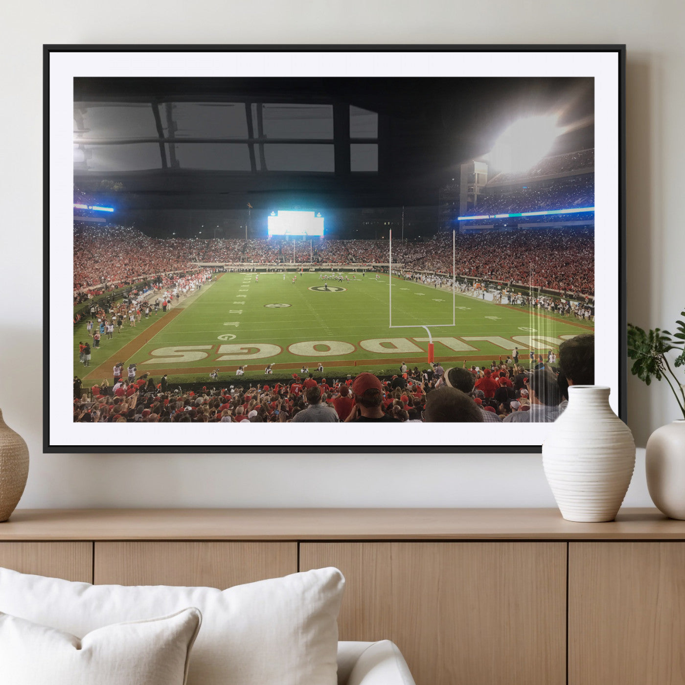 16230786-MGV-CV-36X24-Sanford Stadium Wall Art – Georgia Bulldogs Football Night Game Canvas Print, College Sports Decor for Man Cave, Bar, Office, or