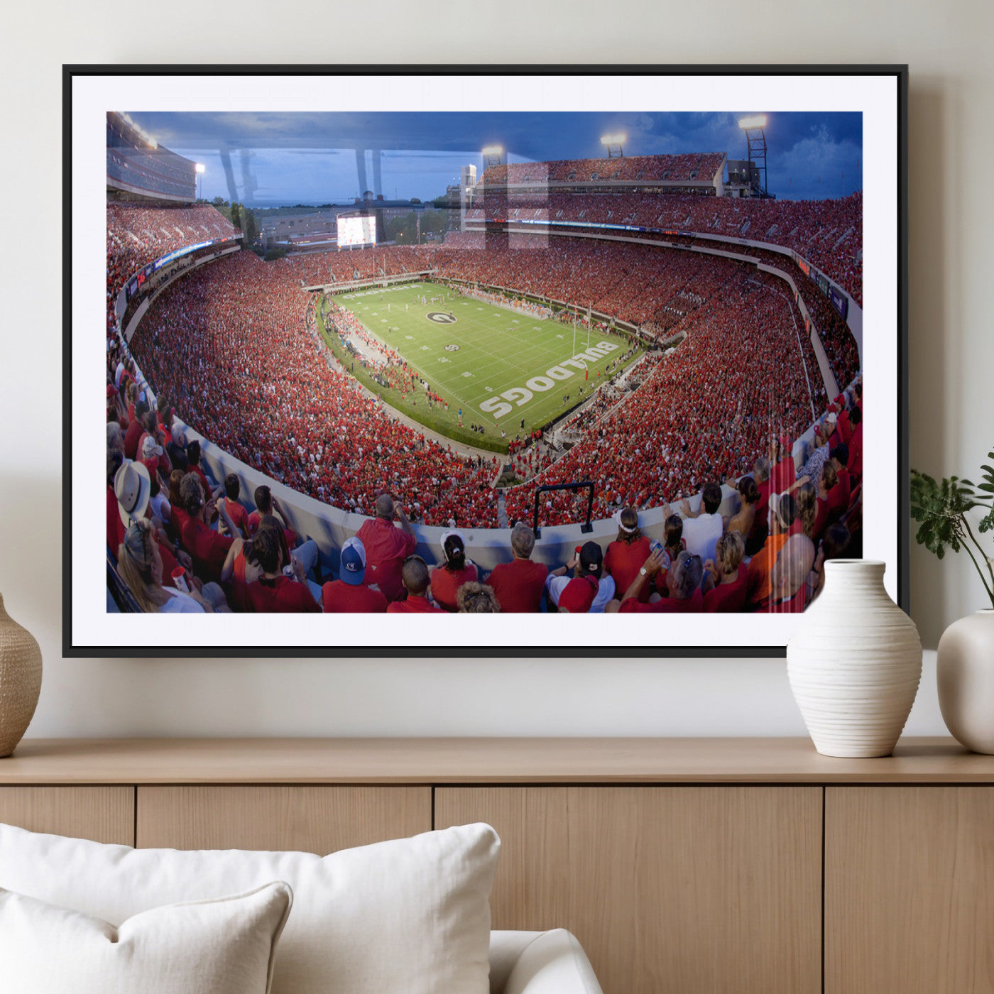 10244378-MGV-CV-36X24-Sanford Stadium Wall Art – Georgia Bulldogs Football Panoramic Evening Canvas Print, College Game Day Decor for Man Cave, Bar, or