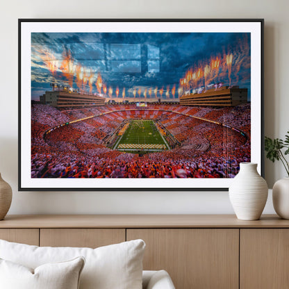 94266219-MGV-CV-36X24-Neyland Stadium Wall Art – Tennessee Volunteers Checkerboard Game Day Canvas Print, College Football Fireworks Decor for Man Cave