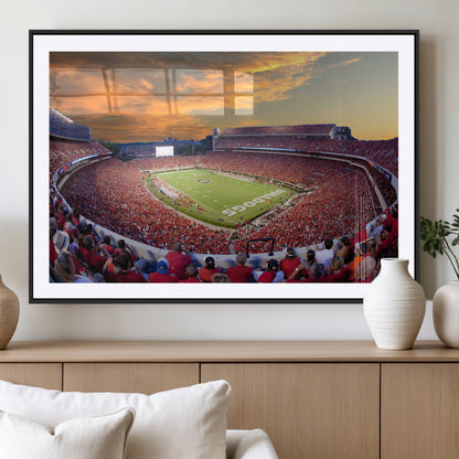 73680988-MGV-CV-36X24-Georgia Bulldogs Stadium Wall Art – Panoramic Football Field Canvas Print, Game Day Decor for Home, Office, Fan Cave, Sports