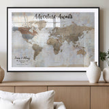 30792405-MGV-CV-36X24-Personalized World Map Wall Art – Rustic Beige Adventure Travel Map with Custom Couple Names, Vintage Wall Decor for Home or