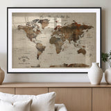 48225643-MGV-CV-36X24-Personalized World Map Wall Art – Rustic Vintage Adventure Travel Map with Custom Couple Names, Romantic Wall Decor for Home or