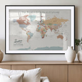 69180591-MGV-CV-36X24-Personalized World Map Wall Art – Rustic Vintage Adventure Travel Map with Custom Family Names, Unique Wall Decor for Couples,