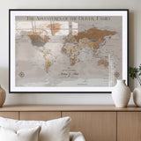 34289723-MGV-CV-36X24-Personalized World Map Wall Art – Elegant Beige and Brown Adventure Map Canvas Print for Family Home, Living Room, Study or Office