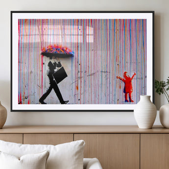 69505-MGV-CV-36X24-Graffiti Girl Wall Art Canvas Print, Framed Urban Contrast Art Picture Print, Vibrant Graffiti Perfect Urban Pop Decor Artwork