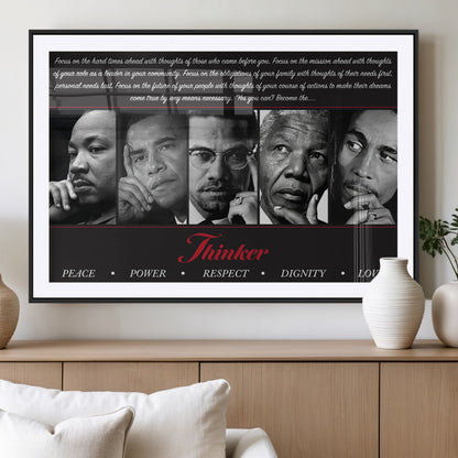 45112-MGC-FP-36x24_Black-Black Icons Wall Art Canvas Print, Framed Thinker Art Picture Print, Motivational Quote Perfect Cultural Modern Decor Artwork