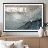 53646-MGV-CV-36X24-Ocean Wave Wall Art Canvas Print, Framed Textured Seascape Art Picture Print, Modern Ocean Perfect Minimal Coastal 2/2 Decor