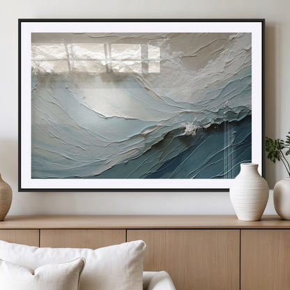 53646-MGV-CV-36X24-Ocean Wave Wall Art Canvas Print, Framed Textured Seascape Art Picture Print, Modern Ocean Perfect Minimal Coastal 2/2 Decor