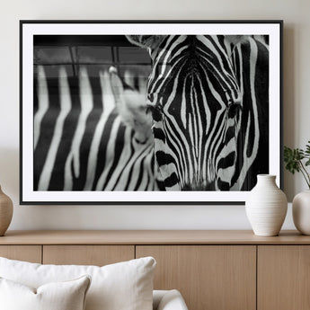 43631-MGV-CV-36X24-Zebra Wall Art – Black & White Safari Wildlife Canvas Print, Modern Animal Photography Decor for Living Room, Office, or Bedroom