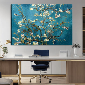 91714-MGV-CV-36X24-Almond Blossoms Wall Art – Handcrafted Van Gogh Inspired Floral Canvas Print, Beautiful Nature Decor for Living Room, Bedroom, or