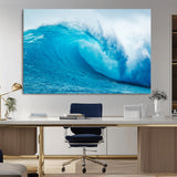 13117-MGV-CV-36X24-Ocean Wave Wall Art – Dynamic Blue Surf Canvas Print, Coastal Beach Decor for Living Room, Bathroom, Office, or Beach House