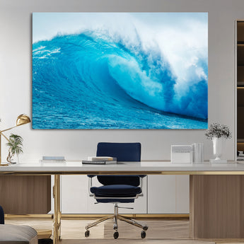 13117-MGV-CV-36X24-Ocean Wave Wall Art – Dynamic Blue Surf Canvas Print, Coastal Beach Decor for Living Room, Bathroom, Office, or Beach House