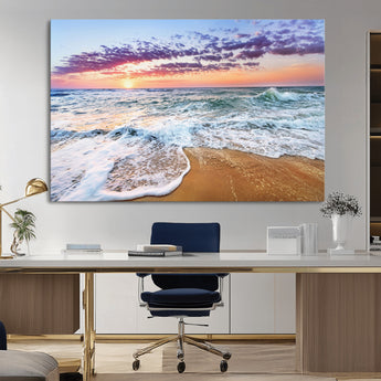 53006-MGV-CV-36X24-Ocean Beach Sunset Wall Art – Vibrant Seascape Canvas Print, Coastal Home Decor for Living Room, Bedroom, Office or Beach House