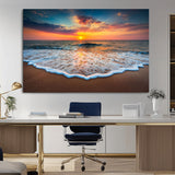 87032-MGV-CV-36X24-Ocean Sunset Wall Art – Stunning Beach Canvas Print with Vibrant Sky, Calm Waves, and Golden Horizon, Perfect Coastal Decor for