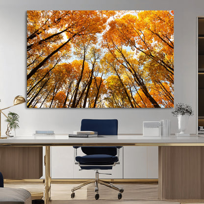 11823-MGV-CV-36X24-Golden Autumn Tree Canopy Wall Art – Stunning Fall Forest Leaves Print, Warm Seasonal Nature Decor for Home, Office or Cabin