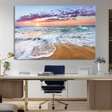 44120-MGV-CV-36X24-Ocean Sunset Wall Art – Beach Landscape Canvas Print, Serene Coastal Decor for Living Room, Office or Bedroom