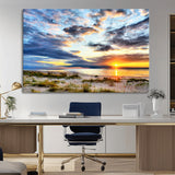 39645-MGV-CV-36X24-Golden Beach Sunset Wall Art – Serene Ocean Horizon Canvas Print, Coastal Nature Landscape Decor for Living Room, Bedroom or