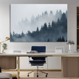 23671-MGV-CV-36X24-Misty Forest Wall Art – Serene Foggy Pine Trees Landscape Canvas Print, Tranquil Nature Decor for Living Room, Bedroom or Office