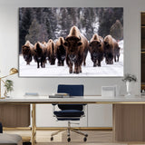 66871-MGV-CV-36X24-Bison Herd Wall Art – Wildlife Buffalo Canvas Print, Rustic Western Nature Photography Decor for Living Room, Office, Cabin, or