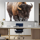 65605-MGV-CV-36X24-Snow Bison Wall Art – Close Up Buffalo Canvas Print, Rustic Western Wildlife Photography, Farmhouse Cabin Lodge Decor for Living