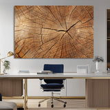 61710-MGV-CV-36X24-Tree Rings Wall Art – Rustic Wood Grain Canvas Print of Tree Trunk Cross Section, Nature Inspired Decor for Cabin, Office, Living