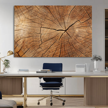 61710-MGV-CV-36X24-Tree Rings Wall Art – Rustic Wood Grain Canvas Print of Tree Trunk Cross Section, Nature Inspired Decor for Cabin, Office, Living